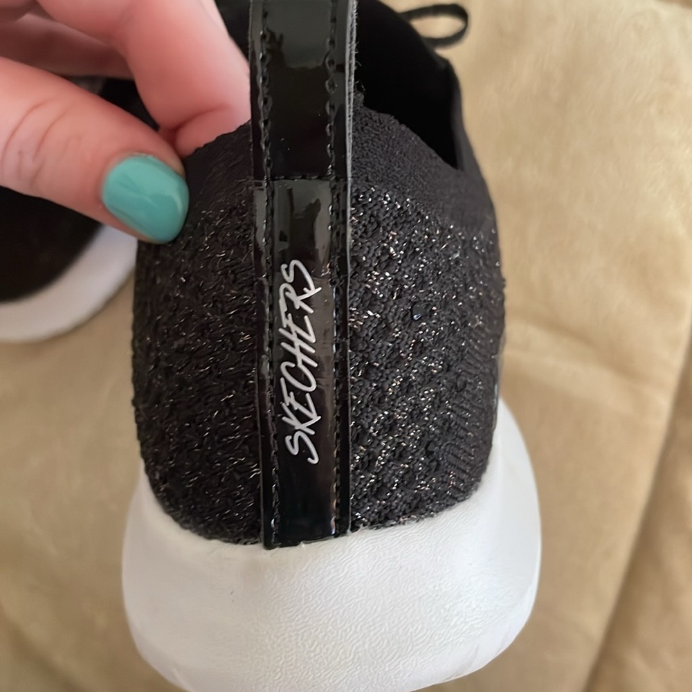 Skechers Air Cooled Memory Foam Women's Black Knit Sneakers - Picture 9 of 15